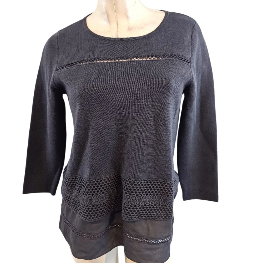 LOFT Size MP Gray Knit Top Sweater